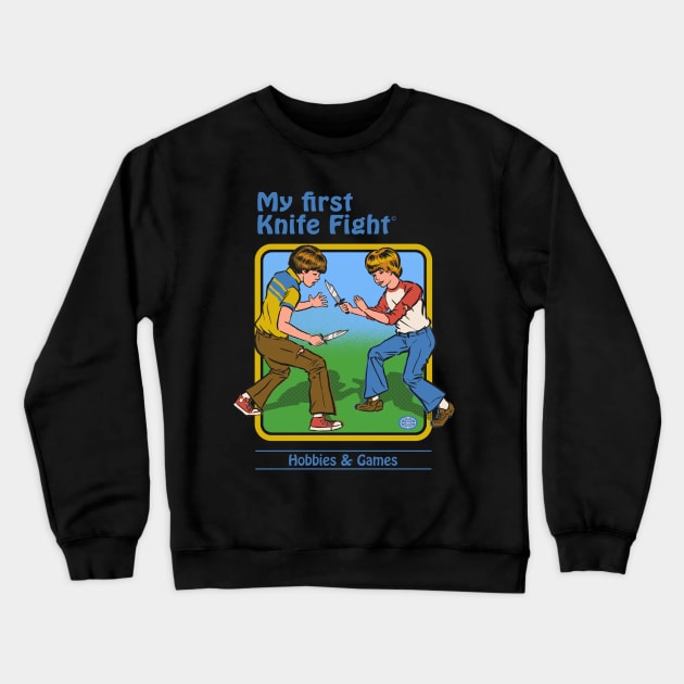 My First Knife Fight Crewneck Sweatshirt by Steven Rhodes